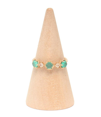 美品 agete リング 指輪 K10 ラインストーン レディース SIZE 9号 アガット