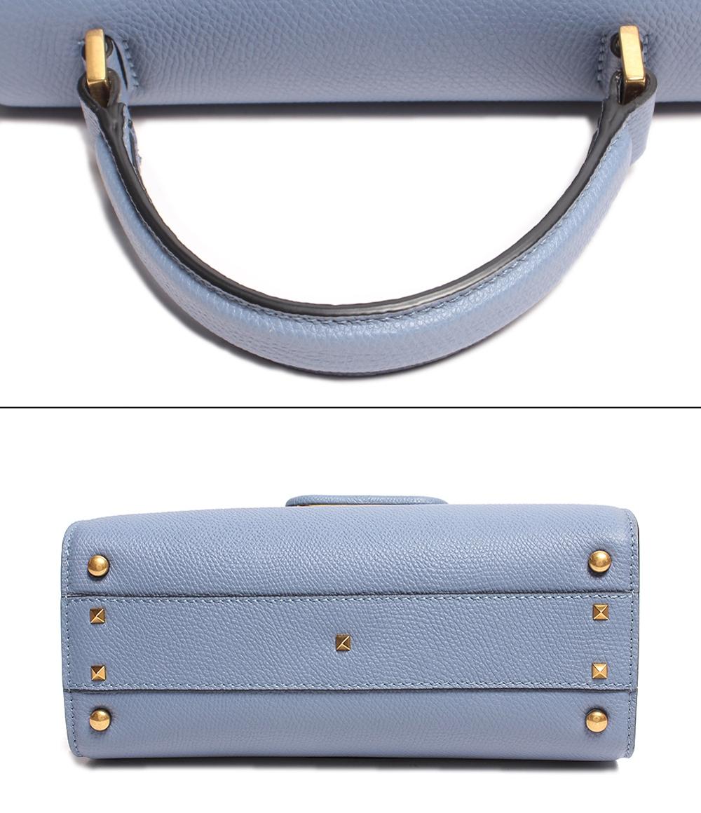 美品 ヴァレンティノ・ガラヴァーニ レザー ハンドバッグ ショルダーバッグ Vスリング スモール ハンドバッグ グレインカーフスキン ナイアガラ