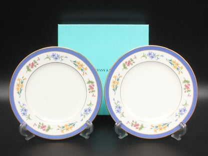 美品 TIFFANY&Co. プレート 皿 2点セット 18cm フローラル ティファニー