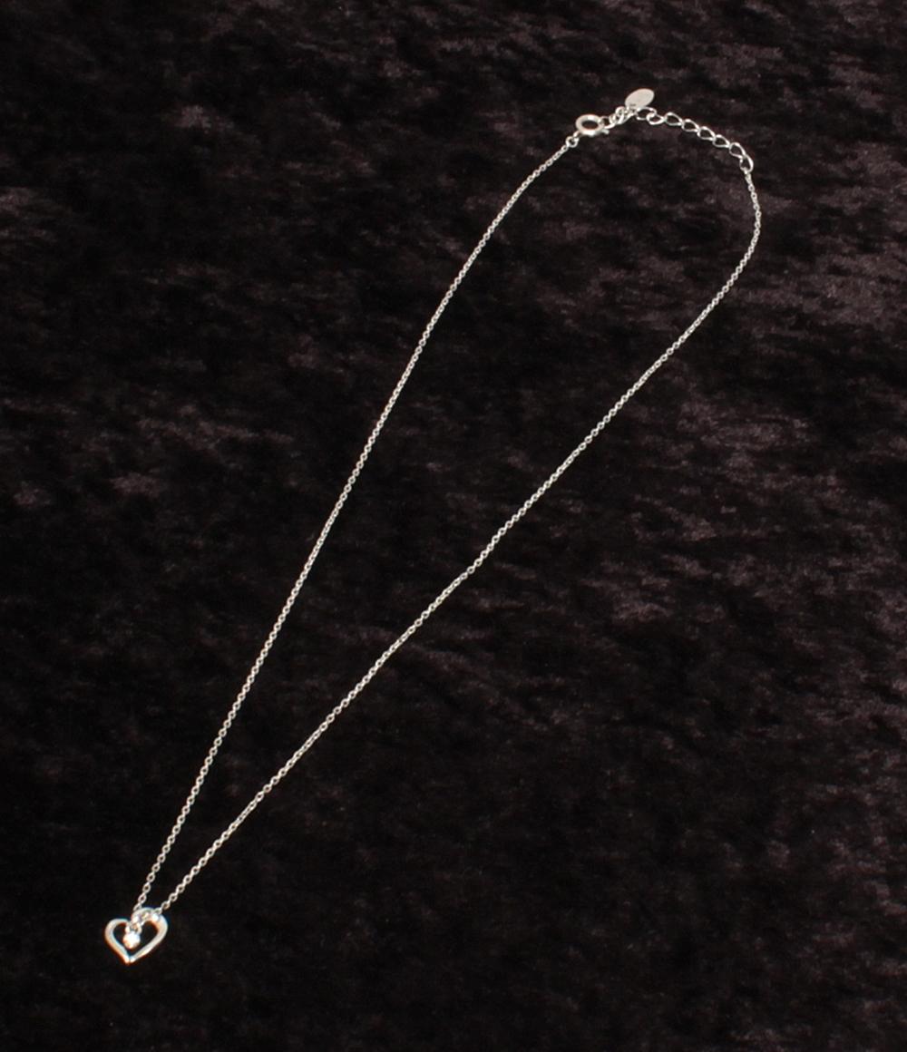 美品 4℃ ネックレス SV ダイヤ 1P ハートモチーフ レディース ヨンドシー