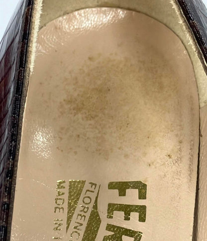 サルヴァトーレフェラガモ スクエアトゥパンプス チャンキーヒール レディース SIZE 4 1/2 (XS) Salvatore Ferragamo