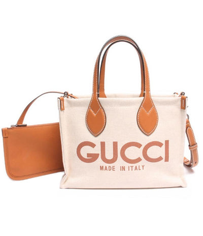 グッチ 2wayトートバッグ シルバー金具 プリント ミニ トート GGスプリーム ベージュ キャンバス 772144 520931 レディース GUCCI