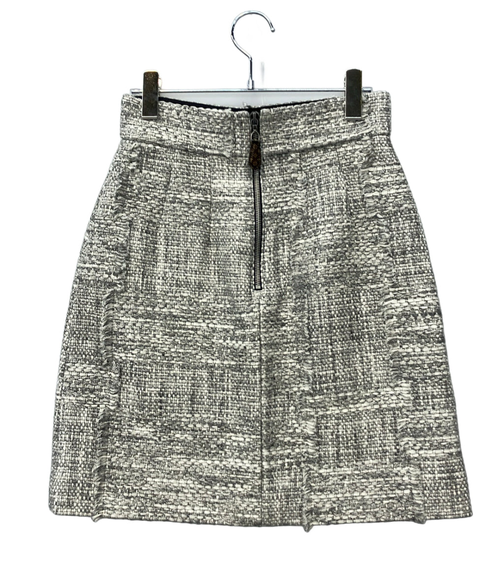 美品 LOUIS VUITTON ミニスカート ツイード ロゴ入りファスナーチャーム RW221B MR2 FMJU96 レディース SIZE 36 (S) ルイ・ヴィトン