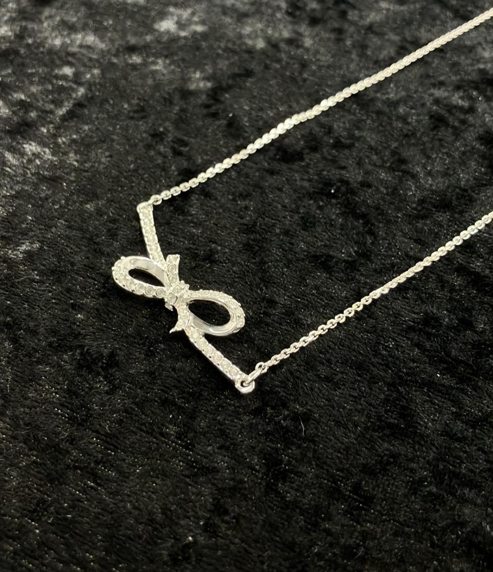 美品 スワロフスキー ネックレス リボンモチーフ レディース SWAROVSKI