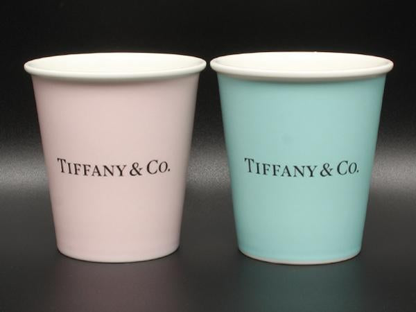 美品 TIFFANY&Co. コーヒーカップ ペーパーカップ風 2点セット ペア ティファニー