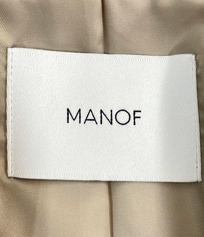 美品 MANOF テーラードジャケット ショート丈 オーバーサイズ クロップド SHORT WIDE JACKET 87103-0392 レディース SIZE M マノフ