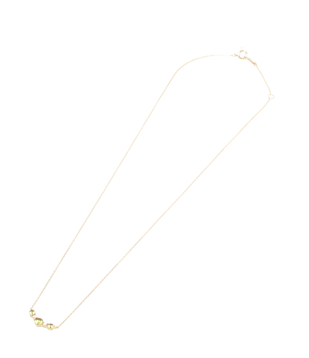 美品 STAR JEWELRY ネックレス K18 ペリドット ダイヤ 0.02ct レディース スタージュエリー