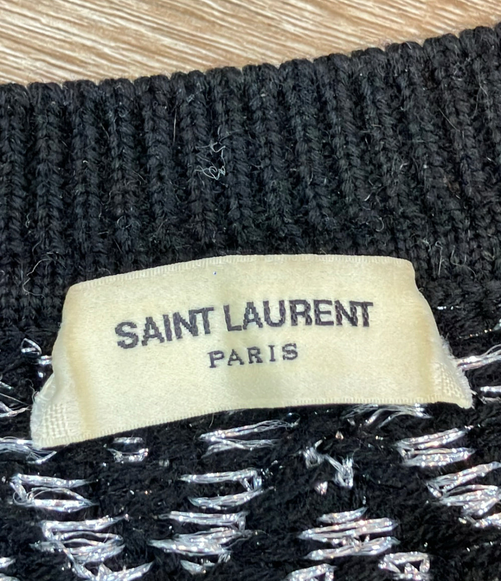SAINT LAURENT 長袖ニット 光沢 ジグザグデザイン セーター 18AW 529734 メンズ SIZE S サンローラン
