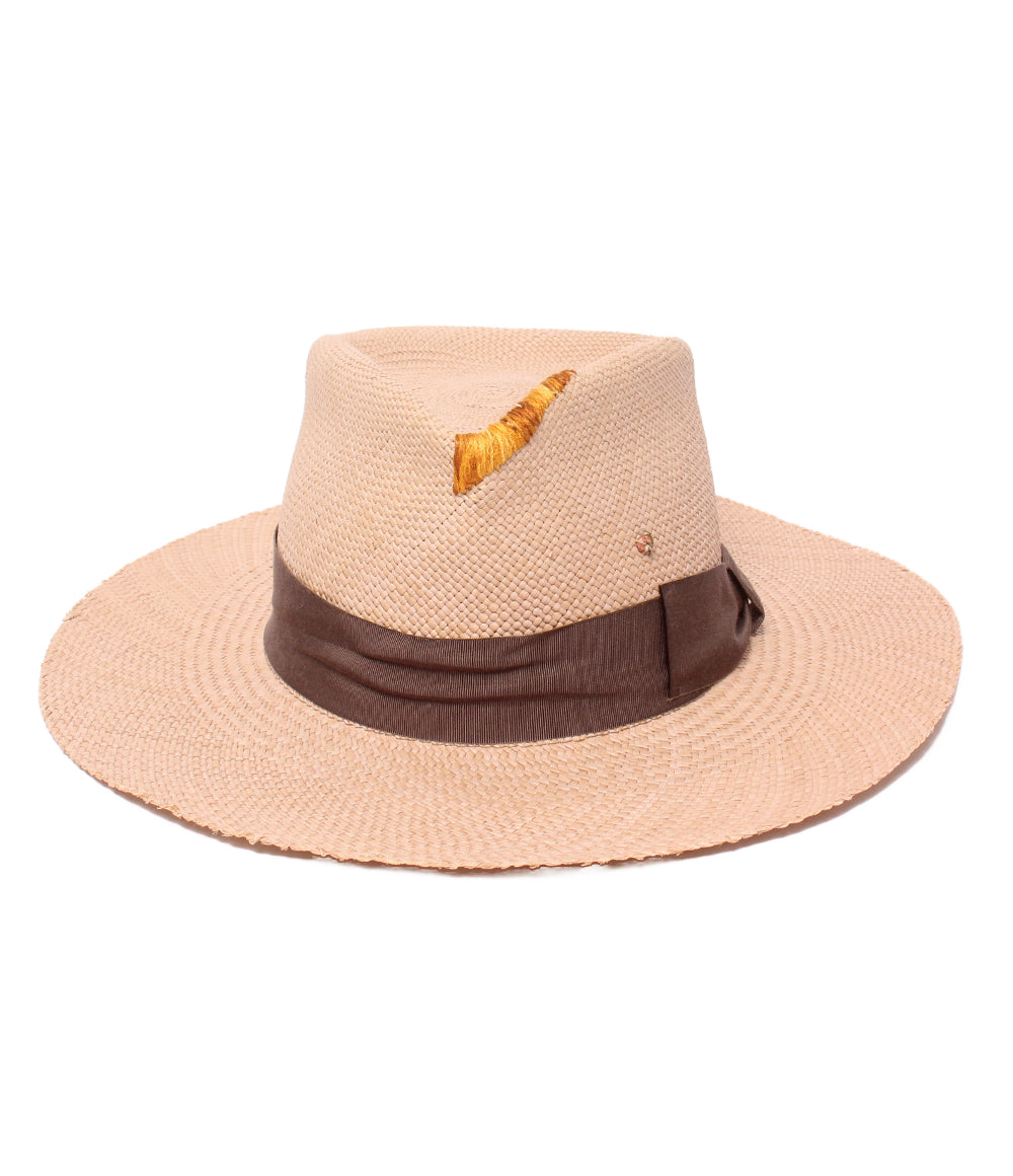 美品 SUPER DUPER 麦わら帽子 パナマハット Dedalo Panama Large linen メンズ スーパーデューパー