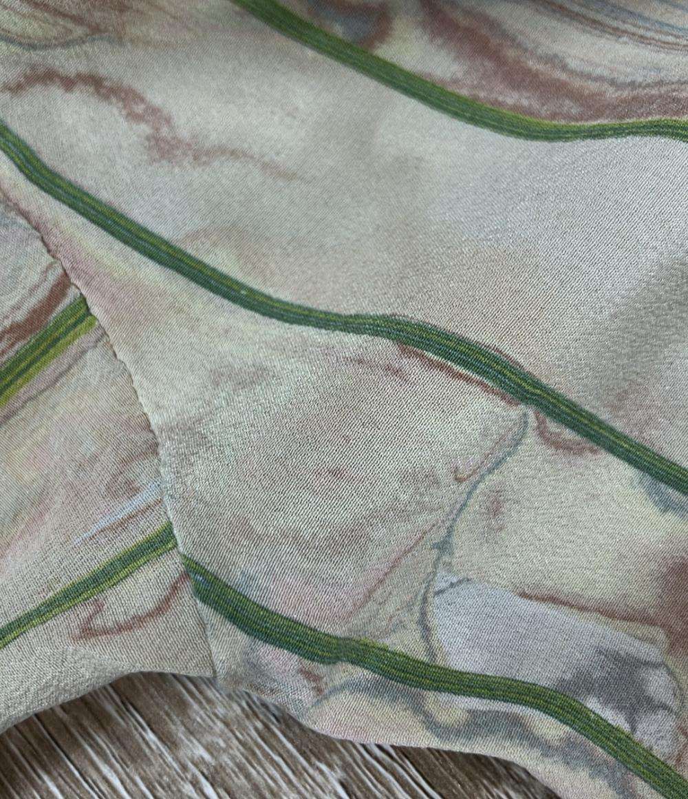 Mame Kurogouchi 長袖ワンピース シルク100% Marble Print Silk Shirt Dres MM22PS-DR704 レディース SIZE 2 (M) マメクロゴウチ