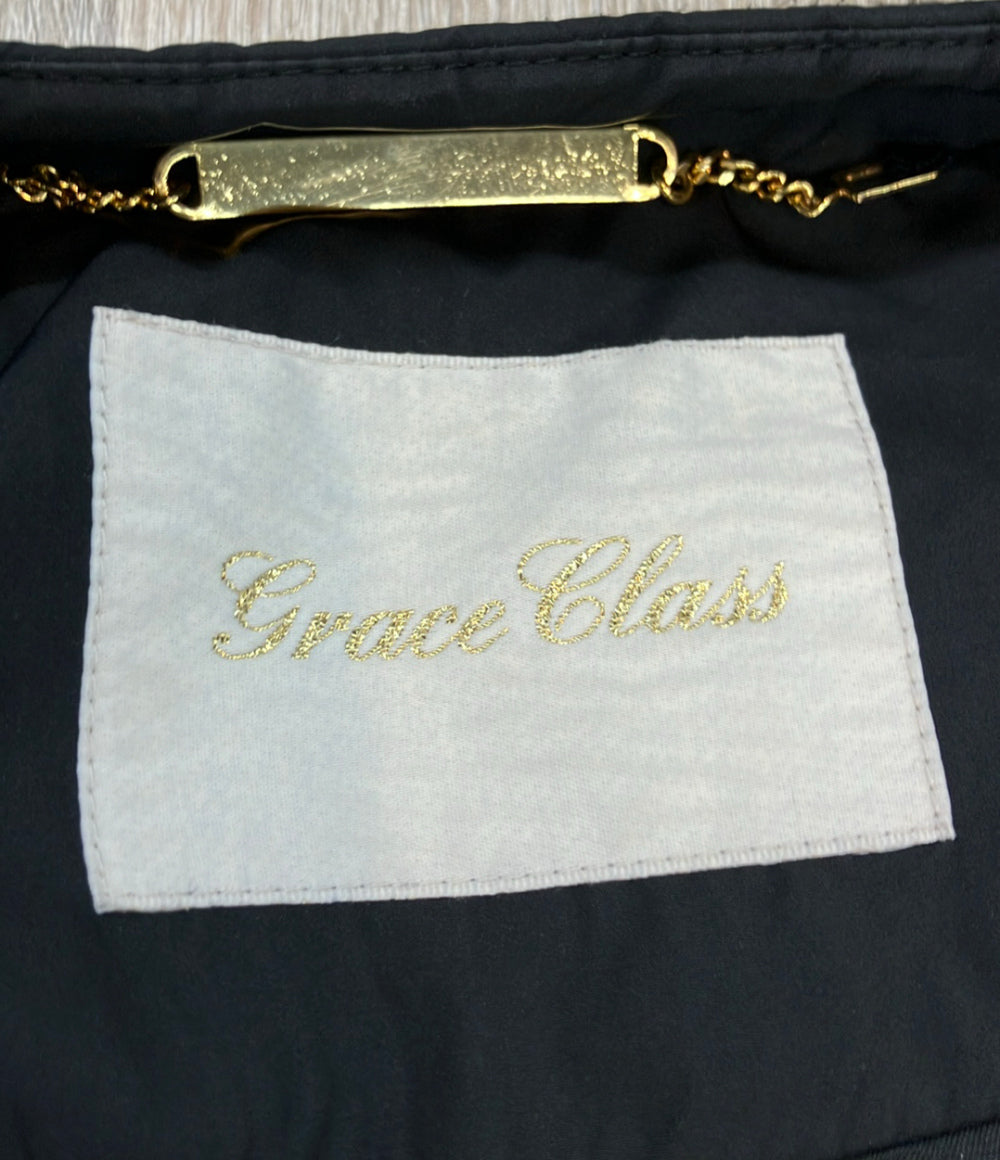 GRACE CONTINENTAL ダウンコート ノーカラートリミンクダウンCT 0220463091-00 レディース SIZE 38 (M) グレースコンチネンタル