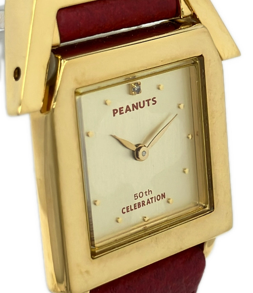 PEANUTS 腕時計 スヌーピー 50th CELEBRATION クオーツ ゴールド レディース ピーナッツ