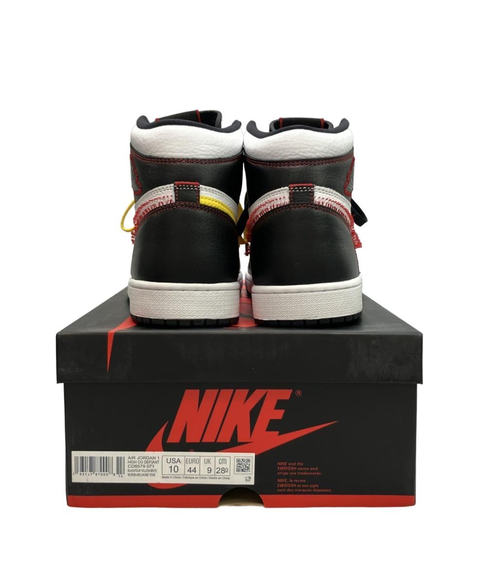 美品 Air Jordan NIKE ハイカットスニーカー ブラック/イエロー/ジムレッド エアジョーダン1 ハイ OG デファイアント CD6679-071 メンズ SIZE 28.0