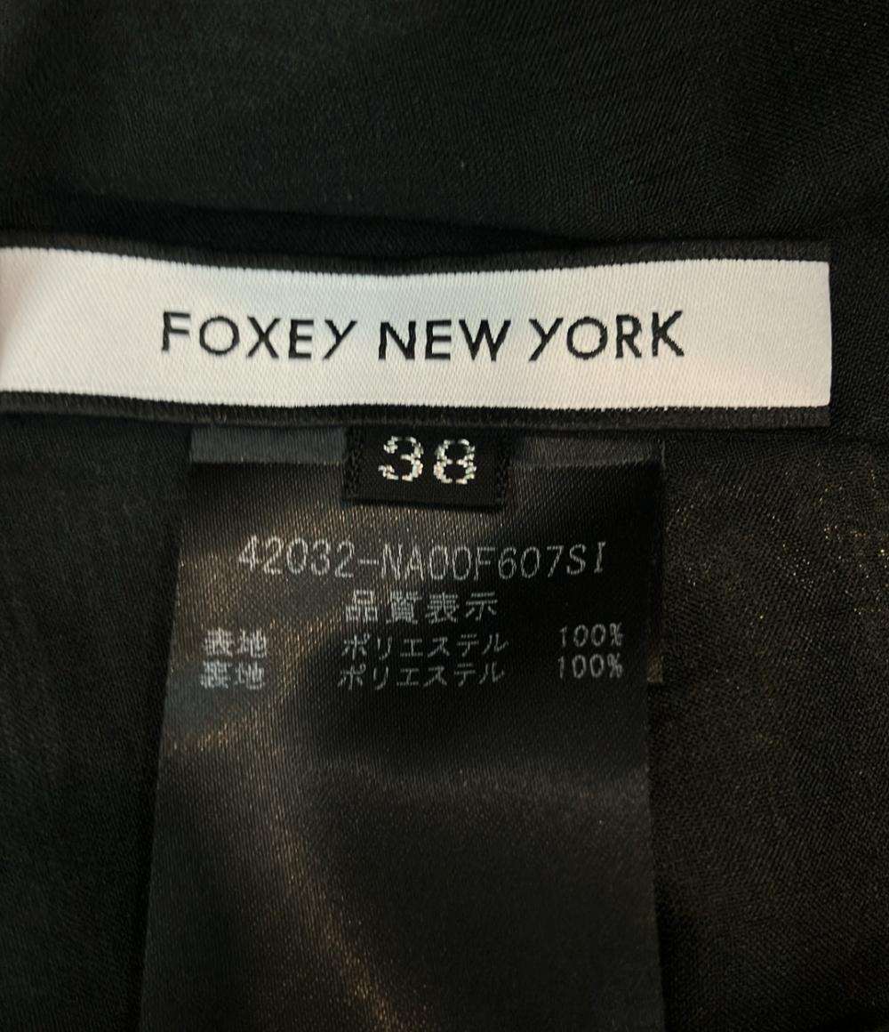美品 FOXEY NEW YORK ノースリーブワンピース タグ付き 21SS スカート部分2段ティアード Nantucket Dress 42032-NA00F607SI レディース SIZE 38 (S)