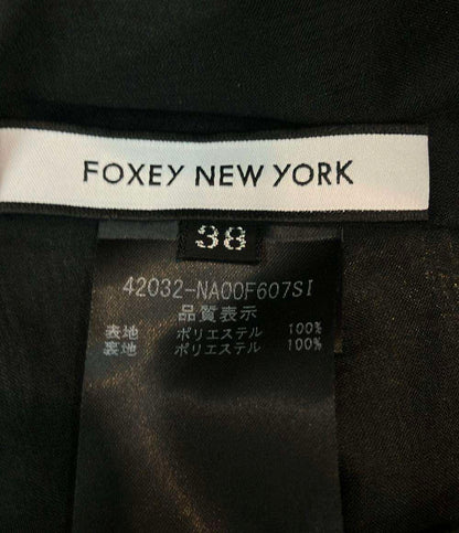 美品 FOXEY NEW YORK ノースリーブワンピース タグ付き 21SS スカート部分2段ティアード Nantucket Dress 42032-NA00F607SI レディース SIZE 38 (S)