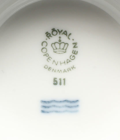 美品 Royal Copenhagen ケーキディッシュ 皿 足つき 17cm ホワイトフルーテッド ハーフレース ロイヤルコペンハーゲン