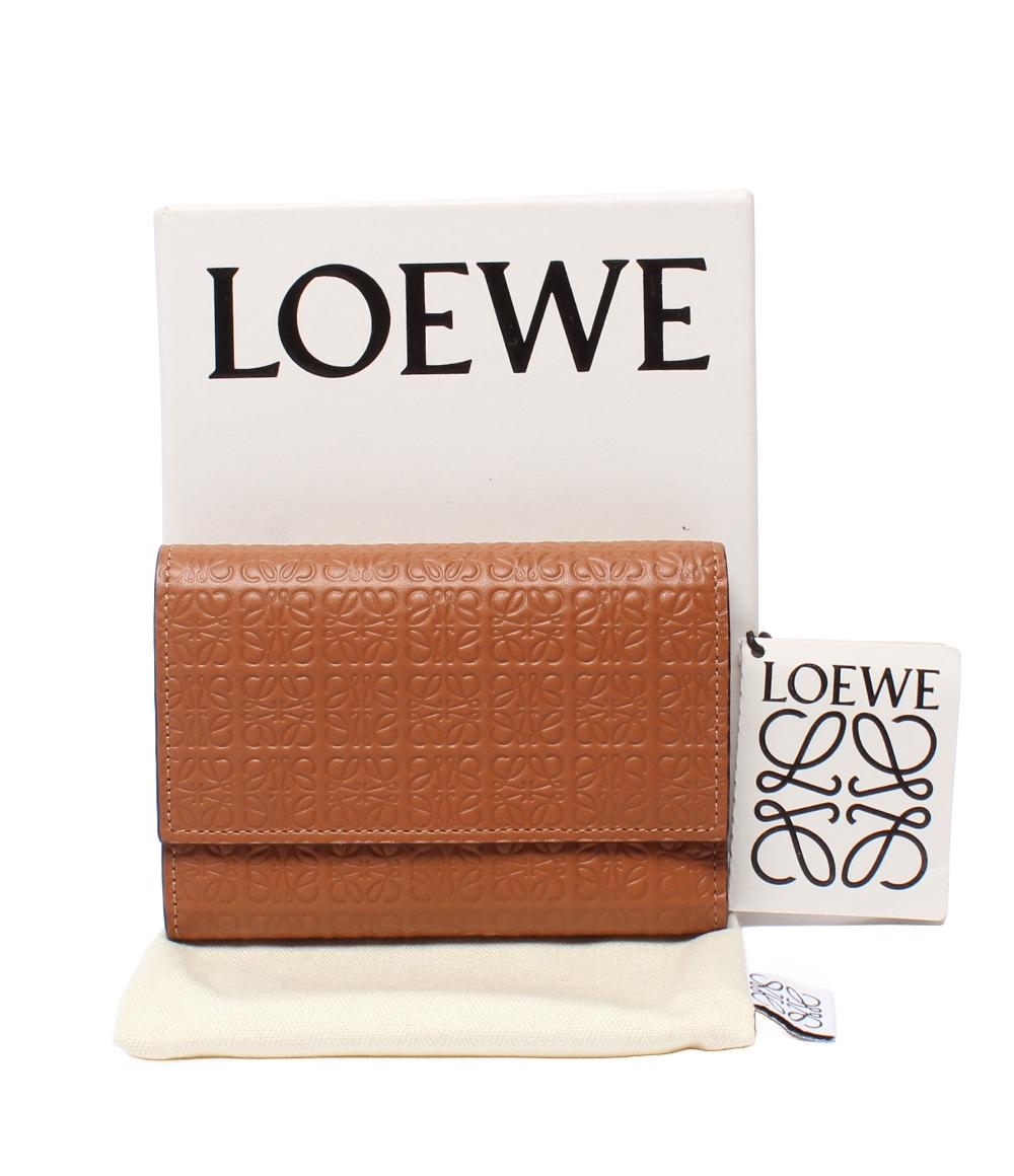 美品 LOEWE 三つ折り財布 アナグラム リピート バーティカル ウォレット レディース ロエベ