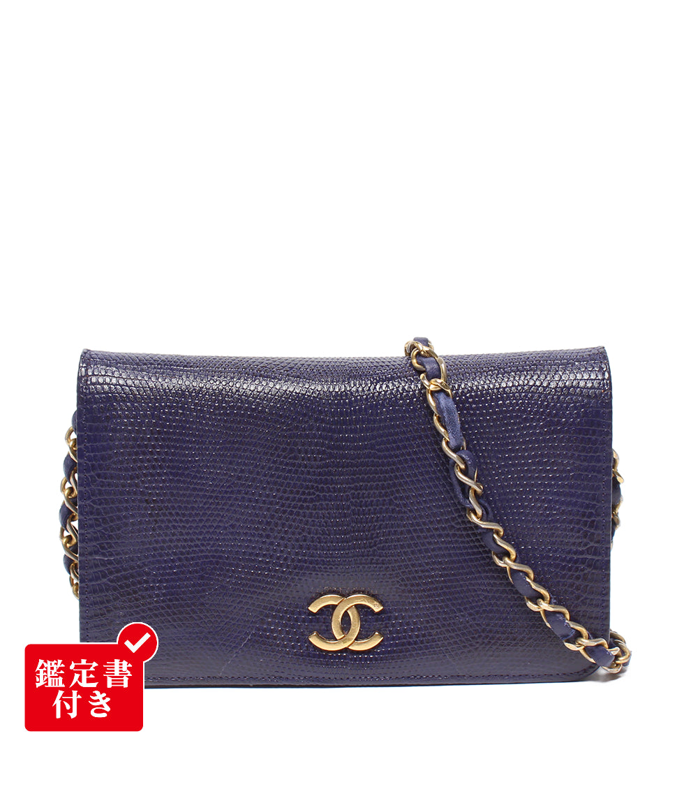 CHANEL チェーンショルダバッグ 肩掛け ゴールド金具 リザード 0番台 レディース シャネル