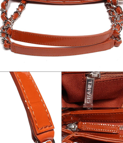 シャネル ショルダーバッグ ボーリングバッグ ココチャーム エナメル シルバー金具 オレンジ系 マドモアゼル レディース CHANEL