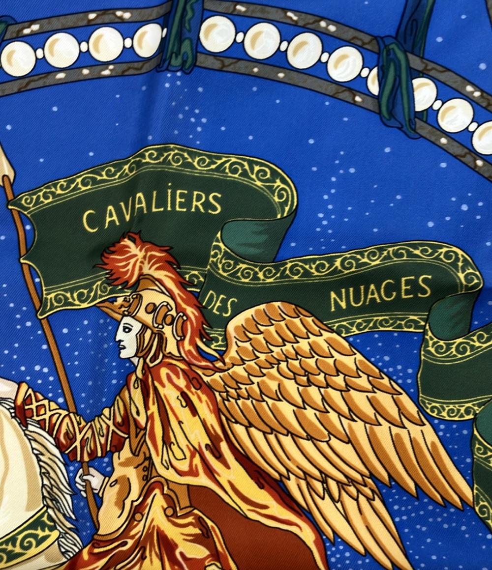 美品 HERMES スカーフ カレ90 シルク100% CAVALiERS DES NUAGES