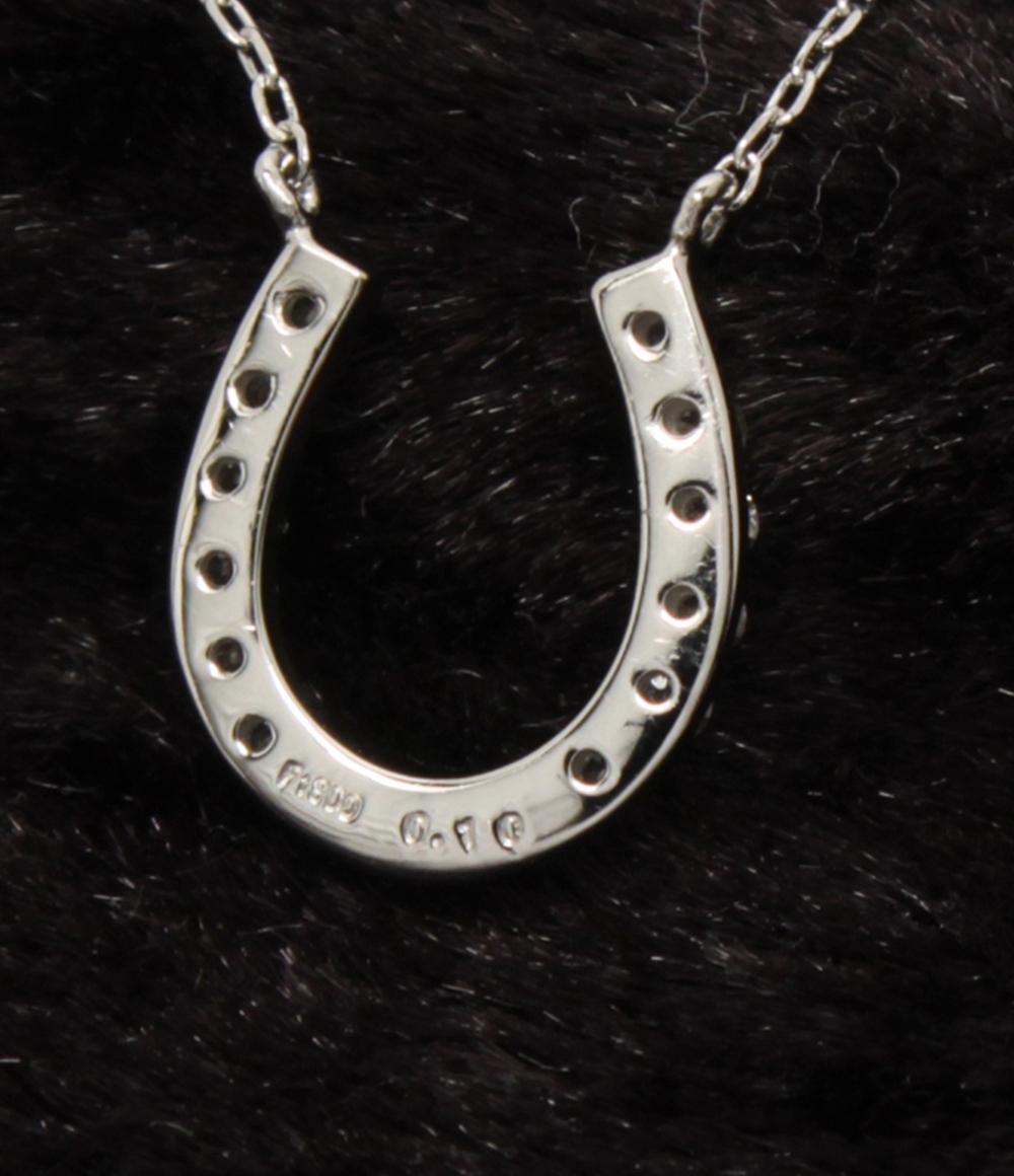 美品 ネックレス Pt900 Pt850 ダイヤ 0.10ct ホースシューモチーフ レディース