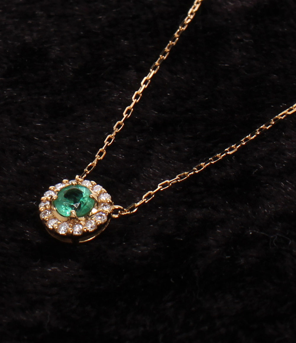 美品 VENDOME AOYAMA ネックレス K18 エメラルド ダイヤ 0,04ct レディース ヴァンドームアオヤマ