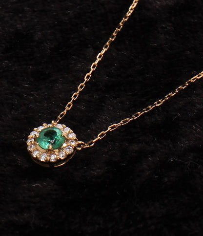 美品 VENDOME AOYAMA ネックレス K18 エメラルド ダイヤ 0,04ct レディース ヴァンドームアオヤマ