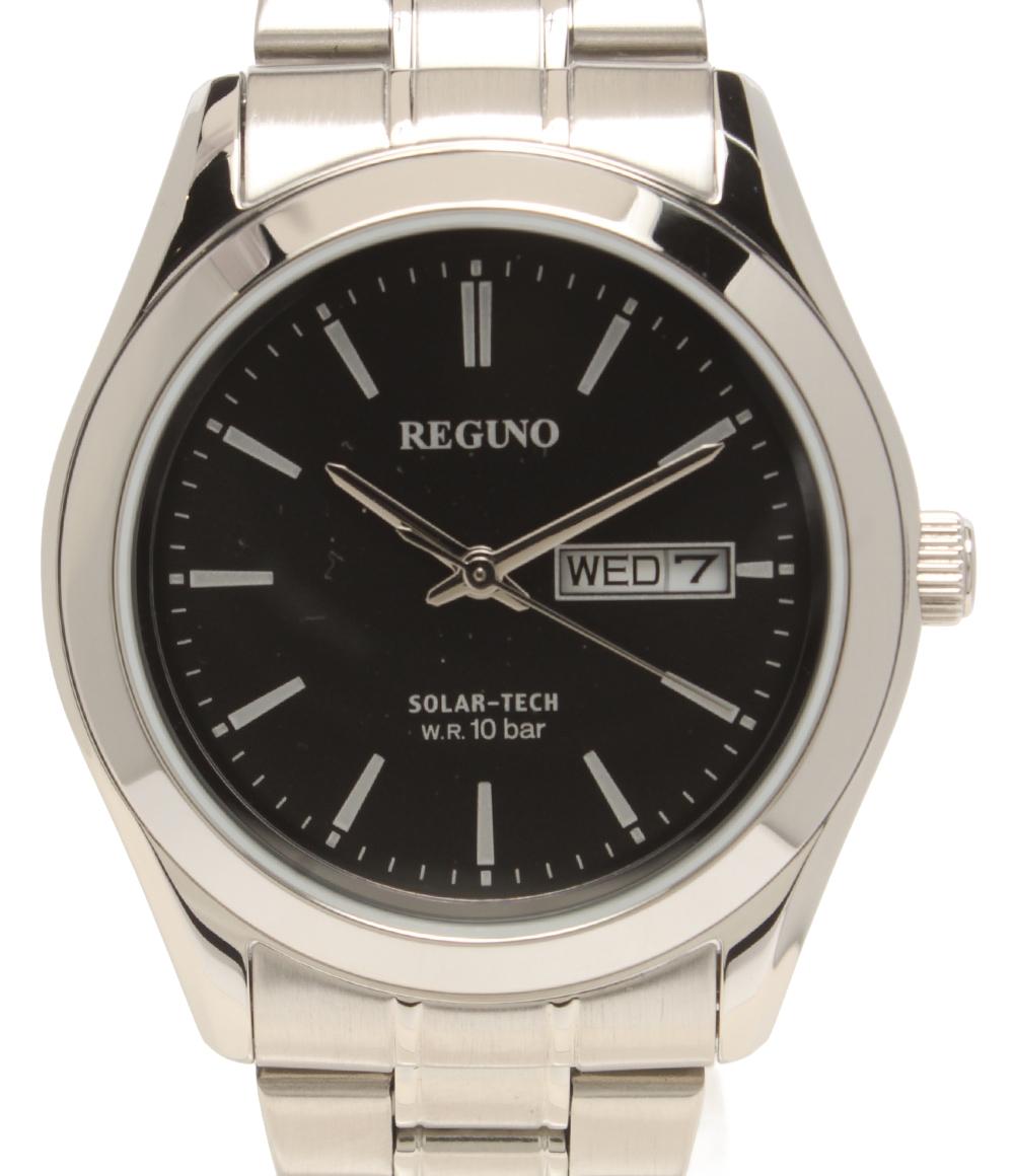 美品 REGUNO 腕時計 ソーラー ブラック J800-S106591 メンズ レグノ