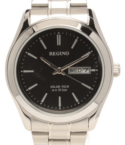 美品 REGUNO 腕時計 ソーラー ブラック J800-S106591 メンズ レグノ