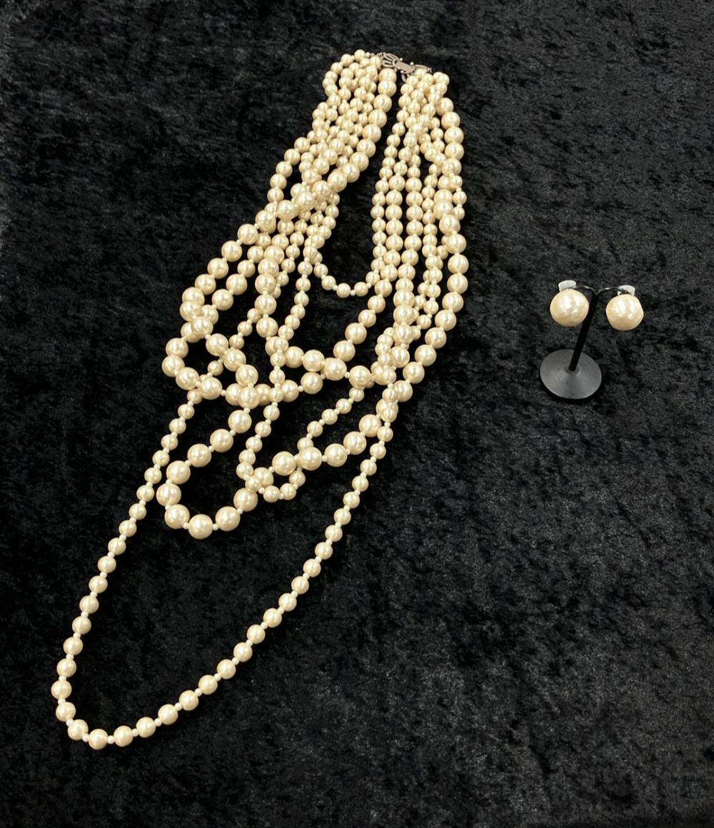 Petite robe noire 6連コットンパールネックレス