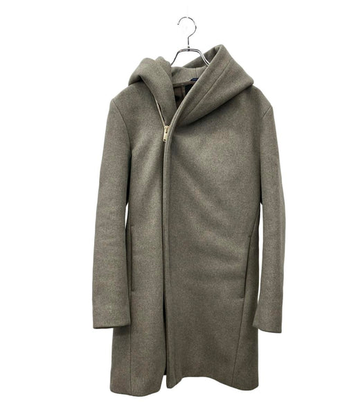 ジュンハシモト Pコート ロングジップ カシミア混 フード付き サイズM junhashimoto ロングコート ジップ ラップ フード モード メンズ SIZE