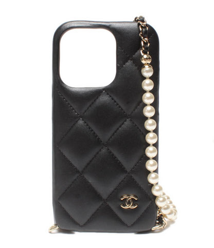CHANEL iphoneケース チェーンショルダー付き iphone14pro ゴールド金具 マトラッセ レディース シャネル