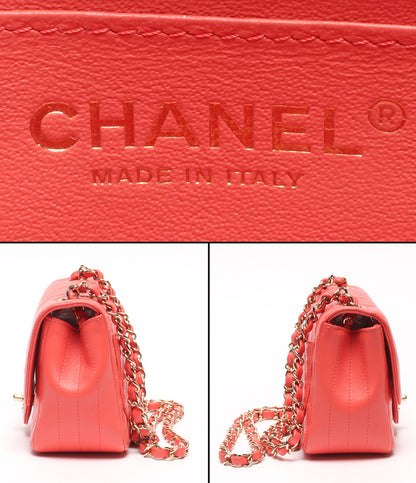CHANEL チェーンショルダーバッグ 肩掛け ゴールド金具 Vステッチ シングルチェーン シングルフラップ シェブロン ラムスキン A35200 レディース
