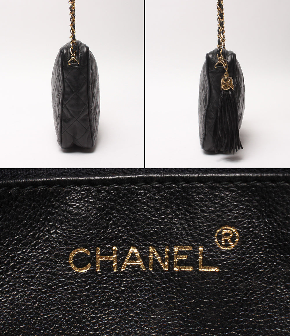 CHANEL チェーンショルダーバッグ ラムスキン ゴールド金具 1番台 マトラッセ レディース シャネル