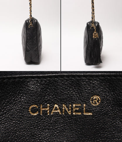 CHANEL チェーンショルダーバッグ ラムスキン ゴールド金具 1番台 マトラッセ レディース シャネル