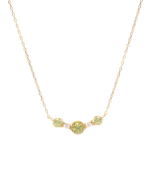 美品 STAR JEWELRY ネックレス K18 ペリドット ダイヤ 0.02ct レディース スタージュエリー