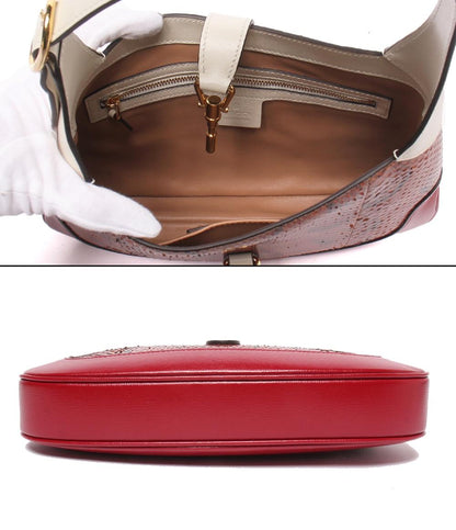 美品 GUCCI 2WAY ハンドバッグ ショルダーバッグ 肩掛け ワンショルダー パイソン ジャッキー1961 636706 486628 レディース グッチ