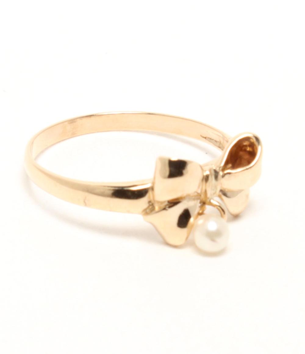 リング 指輪 K10 ベビーパール リボンモチーフ レディース SIZE 9号