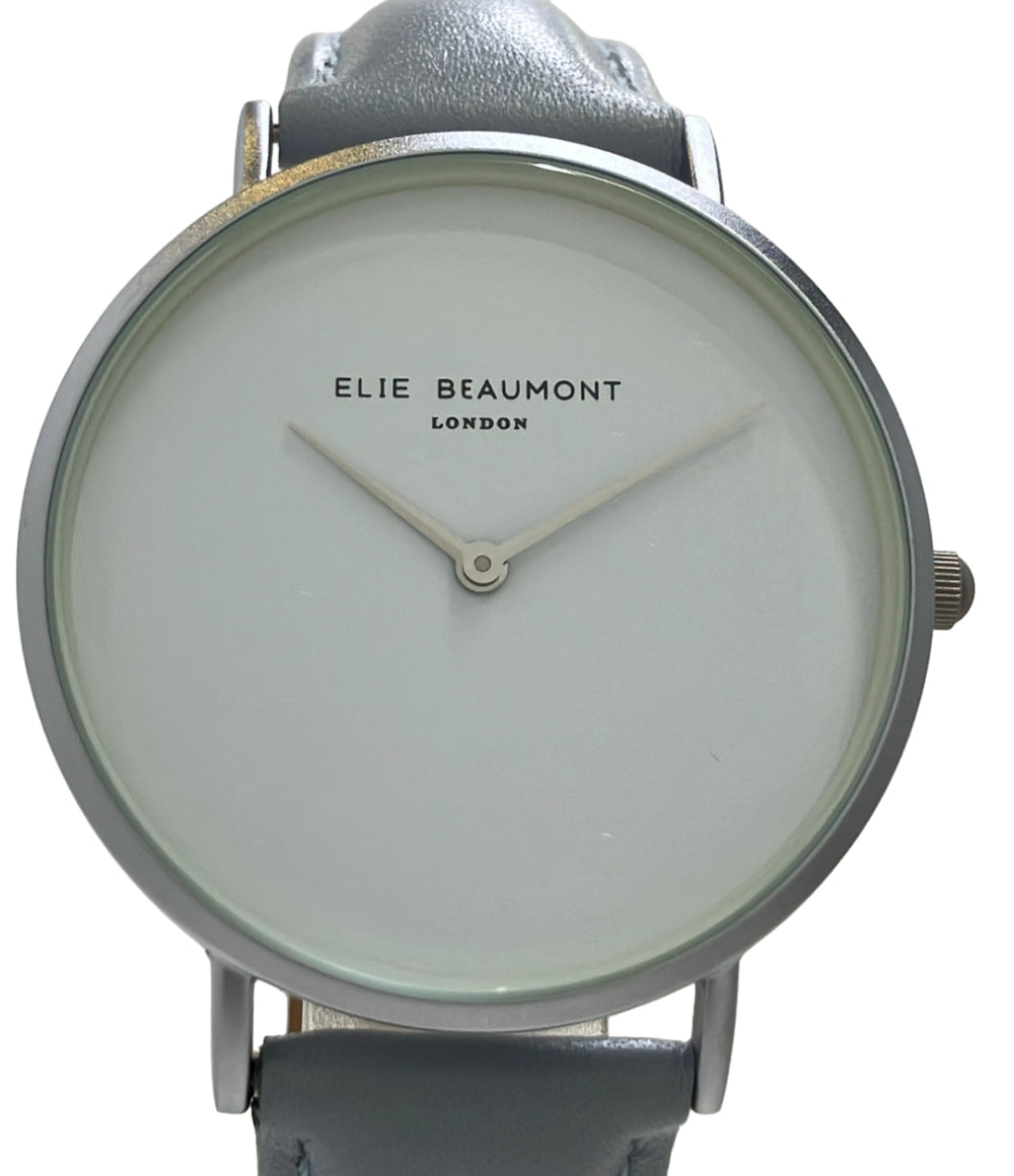 美品 ELIE BEAUMONT 腕時計 クオーツ ホワイト EB815 レディース エリービューモント