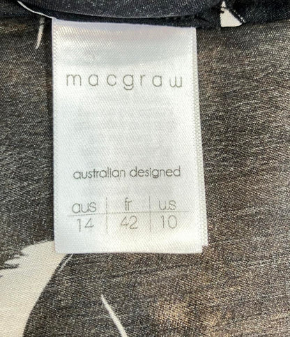 macgraw 半袖ブラウス フリル 透け感 シフォン フェミニン Migration Bird Print Blouse レディース SIZE aus14 (XL) マックグロー