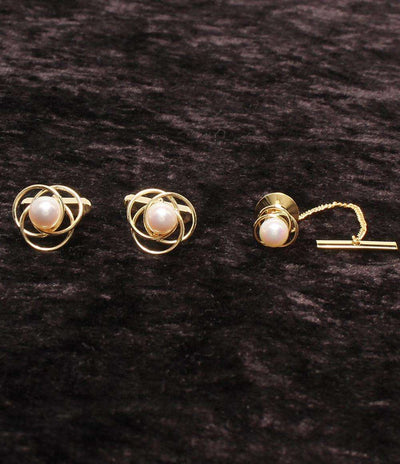 美品 タイピン カフス K18 パール 2点セット メンズ