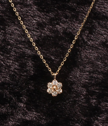美品 NOJESS ネックレス K10 ダイヤ 0.066ct フラワーモチーフ 花モチーフ レディース ノジェス
