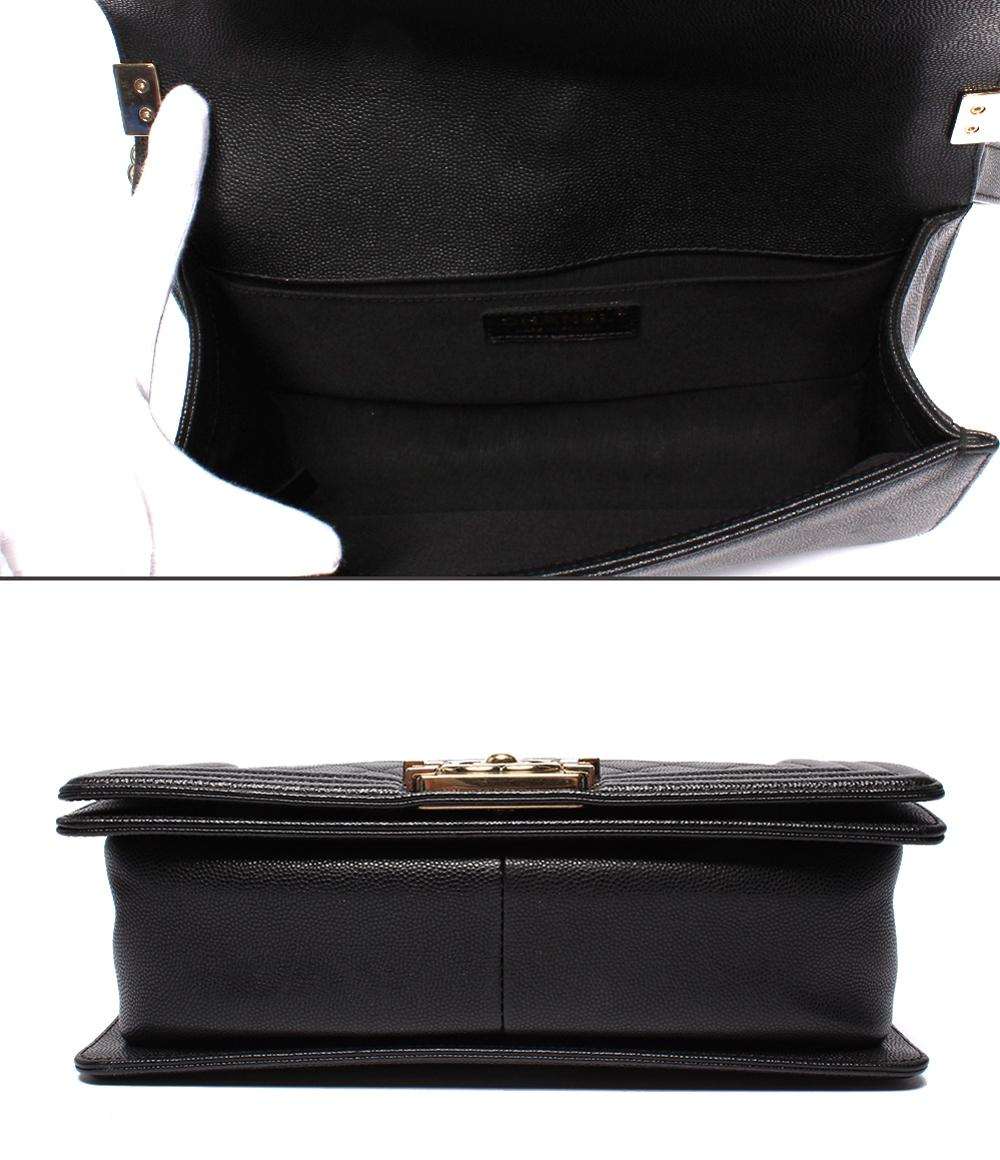 CHANEL チェーンショルダーバッグ ボーイシャネル 25 ゴールド金具 キャビアスキン マトラッセ レディース シャネル