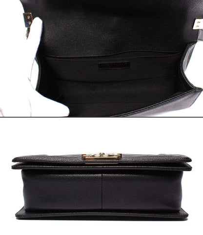 CHANEL チェーンショルダーバッグ ボーイシャネル 25 ゴールド金具 キャビアスキン マトラッセ レディース シャネル