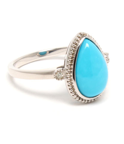 美品 リング 指輪 SV925 ターコイズ ダイヤ 0.03ct レディース SIZE 15号