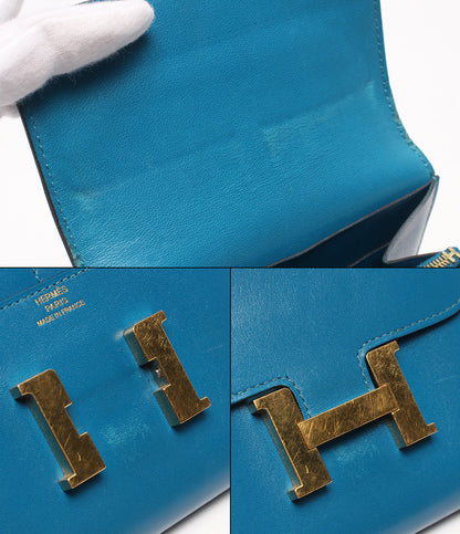 HERMES 財布 コンパクト財布 A刻印 シルバー金具 ボックスカーフ コンスタンス コンパクト レディース エルメス