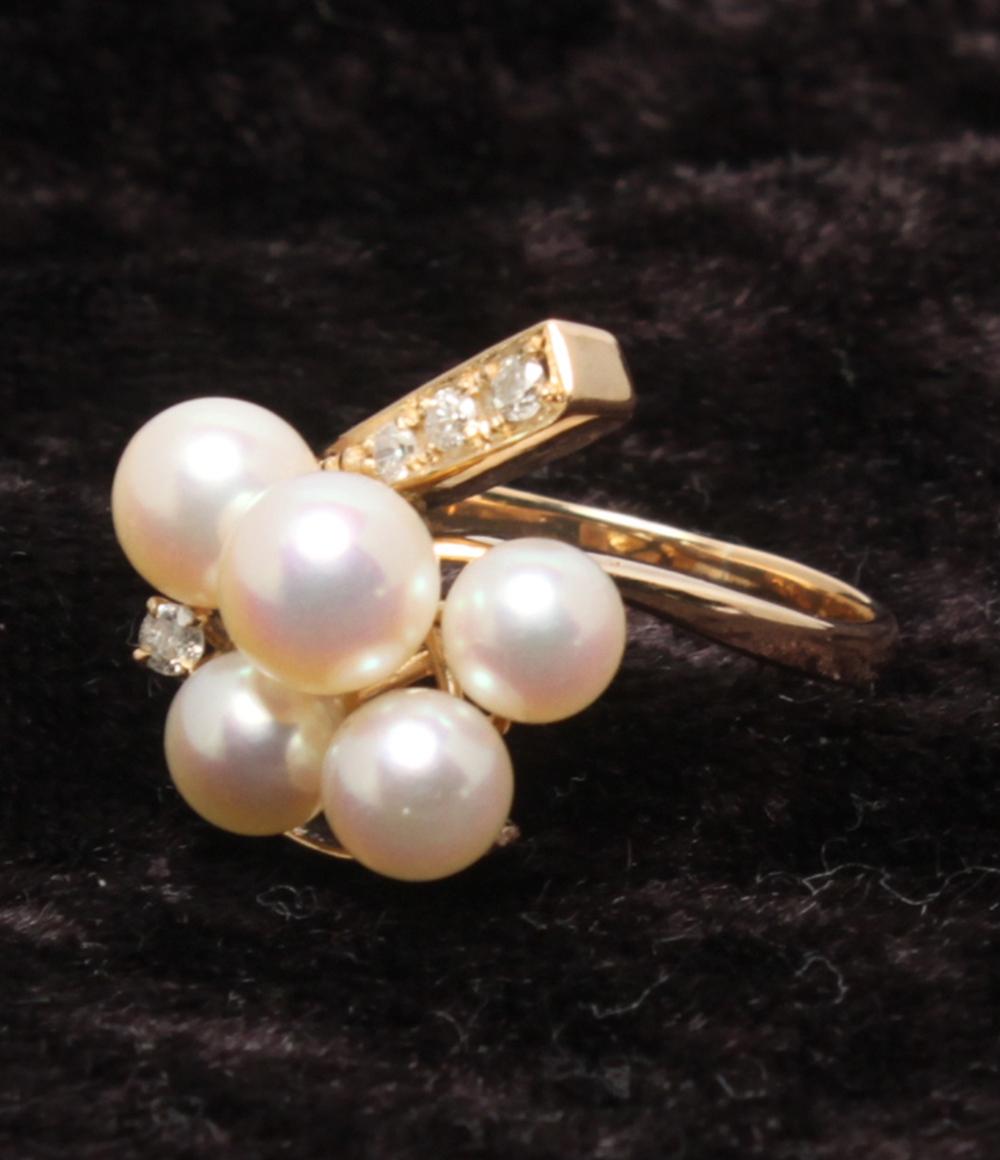 美品 リング 指輪 K14 パール ダイヤ レディース SIZE 7号