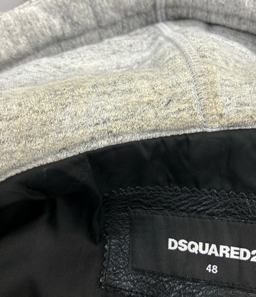 DSQUARED2 レザージャケット パーカー ドッキング レイヤード 15AW S74AM0561 SX7818 メンズ SIZE 48 (L) ディースクエアード