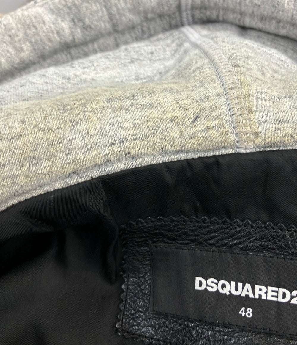 DSQUARED2 レザージャケット パーカー ドッキング レイヤード 15AW S74AM0561 SX7818 メンズ SIZE 48 (L) ディースクエアード