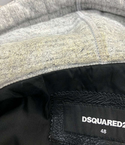 DSQUARED2 レザージャケット パーカー ドッキング レイヤード 15AW S74AM0561 SX7818 メンズ SIZE 48 (L) ディースクエアード